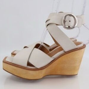 Rag & Bone Santiago Wedge Sandal in Antique White. SIZE 38.